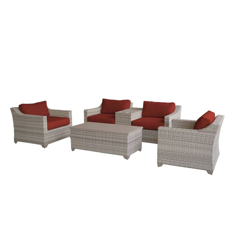 Fairmont 6pc Patio Sectional Seating Set with Cushions - Terracotta - TK Classics