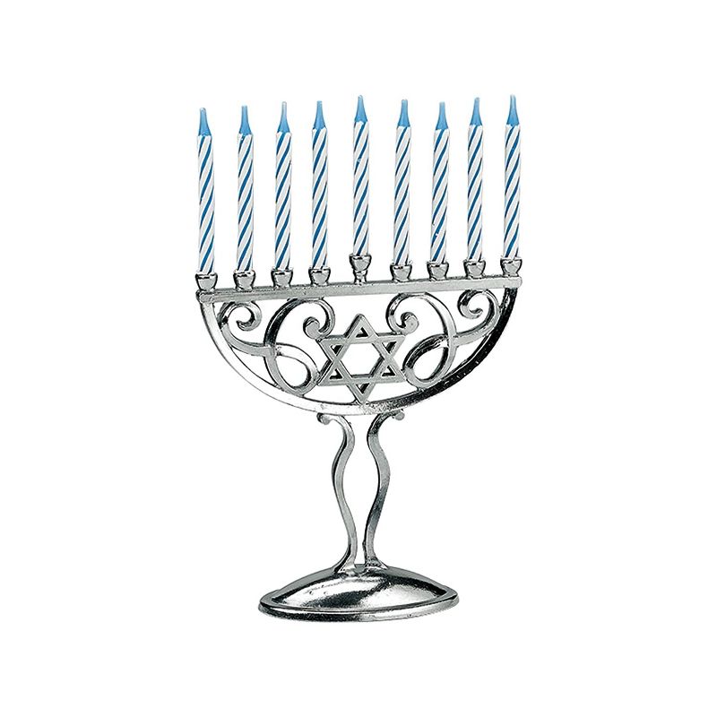 Rite Lite Silver Miniature Menorah Set with Candles 5.5 Inches