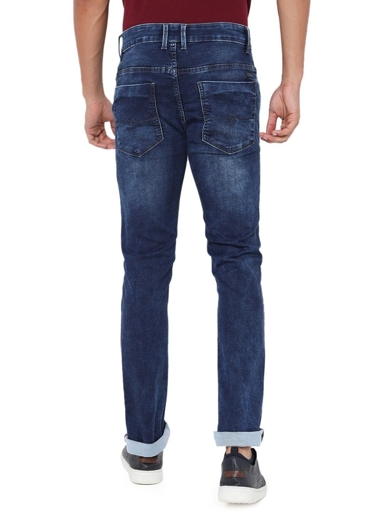 Mufti Dark Blue Cotton Slim Fit Jeans