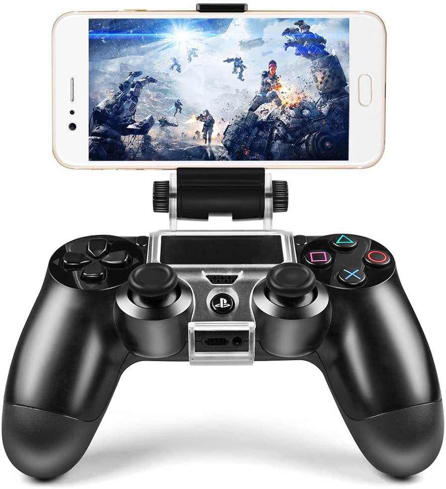 PS4 Controller Phone Holder, 180 Degree Rotation Gaming Mount Stand for Sony Playstation 4, PS4 Slim, PS4 Pro, Android S10 S10+/S20/S20+5G Note 10 9 8 LG HTC &ndash; Fits Max 6 inch