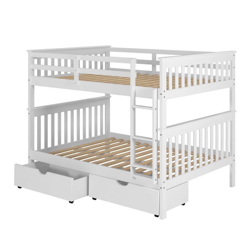 Full/Full Mission Bunk Bed with Dual Underbed Drawers White - Donco Kids