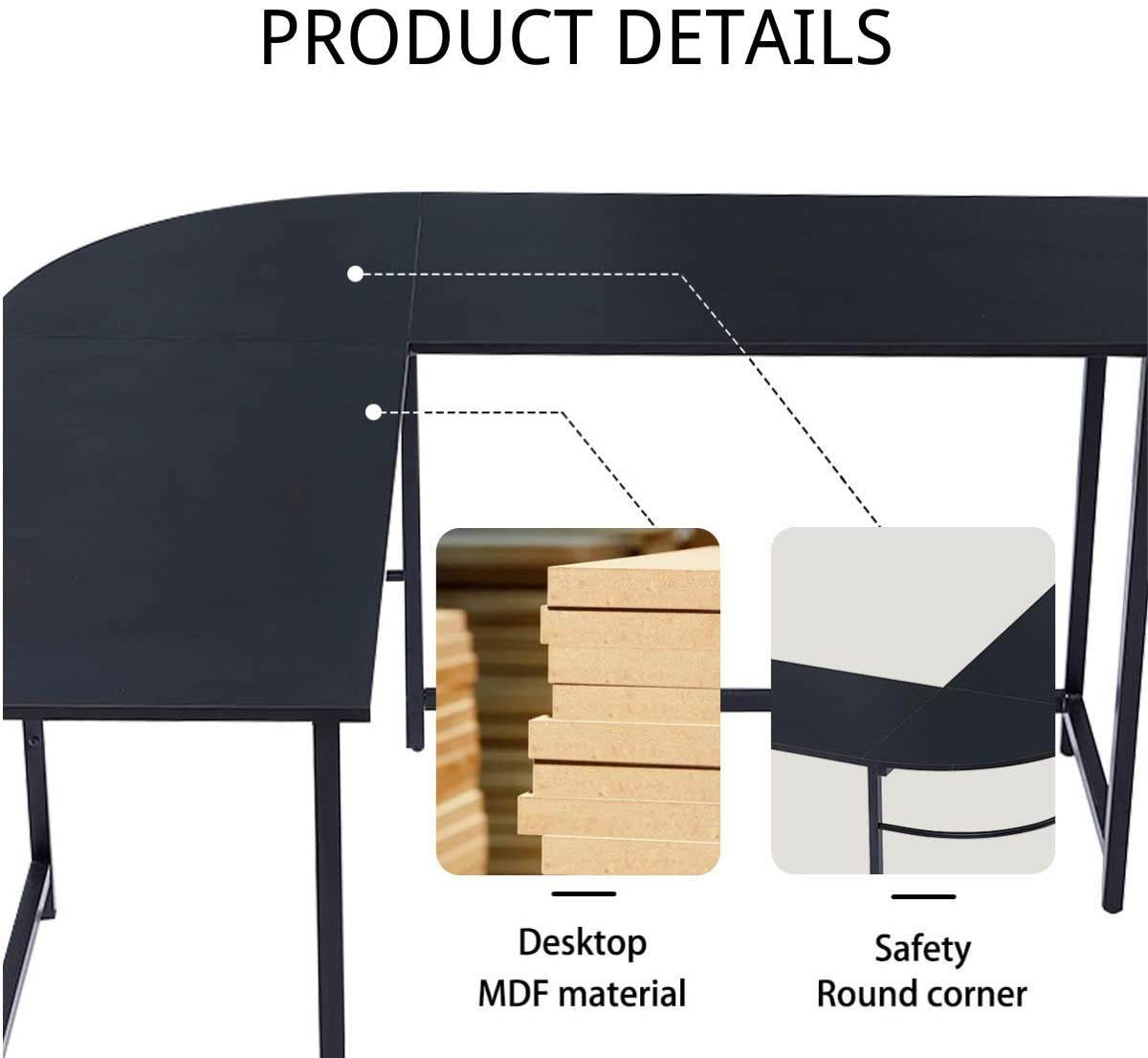 Lifetech Computer Desk 43.3" Modern Study Writing Desk for Home Office Simple Small Desk for Small Spaces, Black