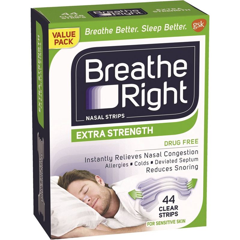 Breathe Right Extra Clear for Sensitive Skin Nasal Strips - 44ct