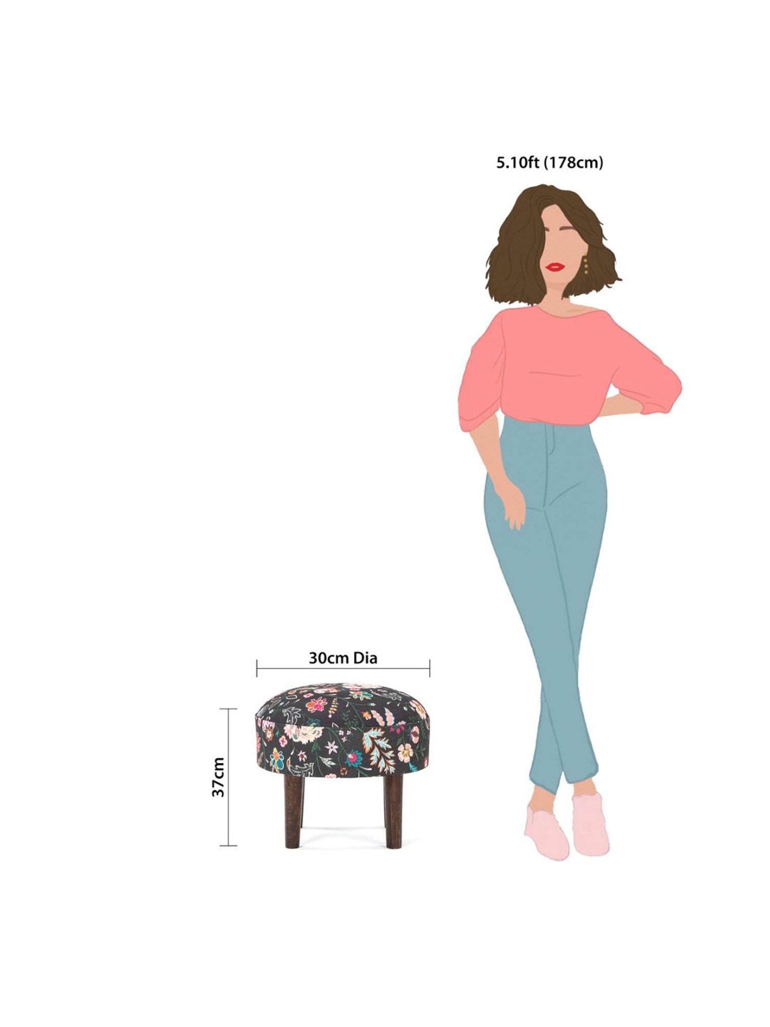 Chumbak French Sahara Solid Mustard Yellow Wood Ottoman