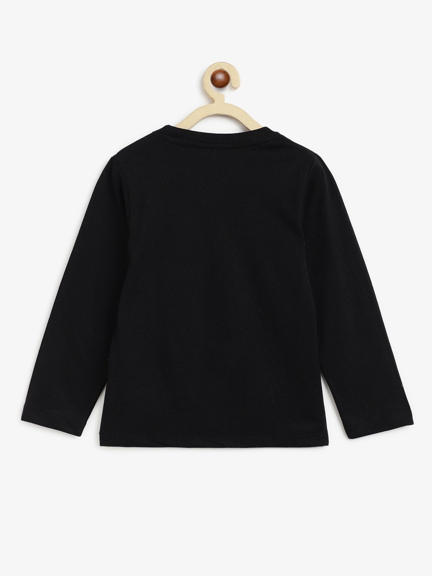 Campana Kids Black Printed Full Sleeves T-Shirt