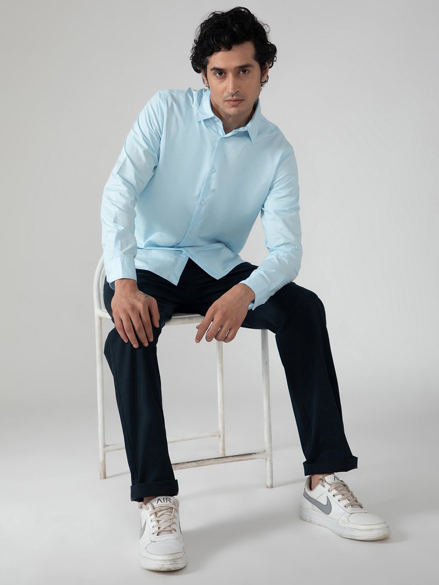 SUBTRACT Sky Blue Regular Fit Shirt