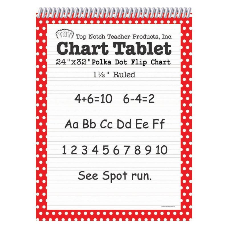 25 Sheets 24" x 32" Ruled Chart Tablet Red Polka Dot - Top Notch Teacher Products