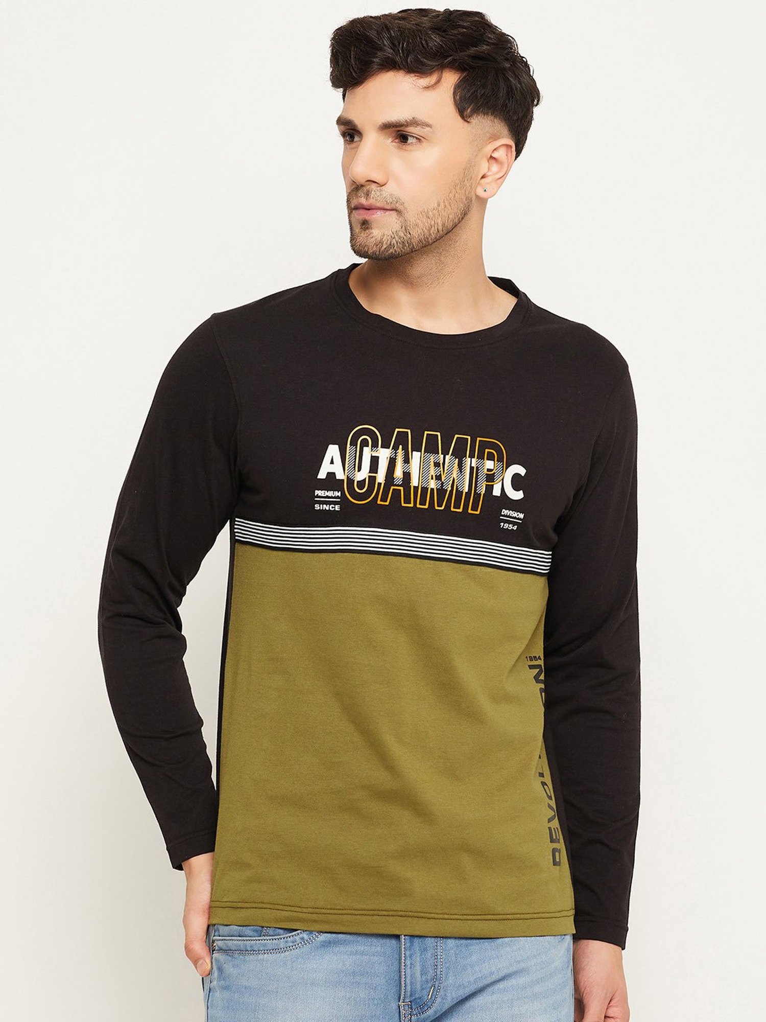 Club York Black Regular Fit Crew T-Shirt