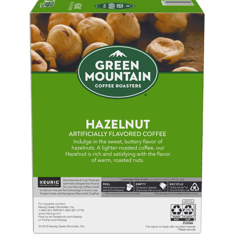 24ct Green Mountain Coffee Hazelnut Keurig K-Cup Coffee Pods Flavored Coffee Light Roast