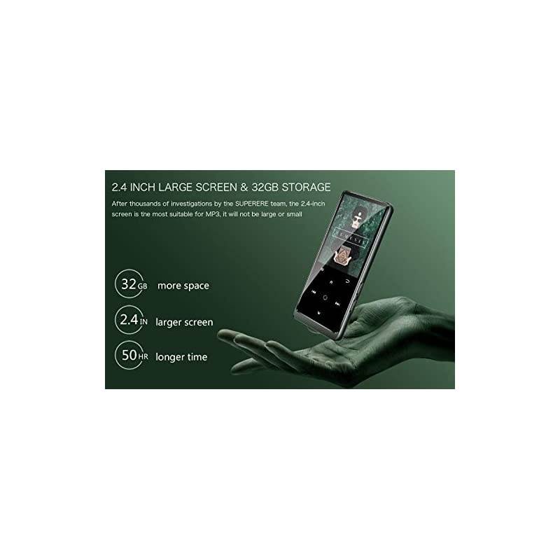 32GB MP3 Player with Bluetooth 4.2,  Music Player with FM and Recording, 2.4" Screen, HiFi Lossless Sound, Support up 64GB Expansion(Earphone, Sport Armband Included)
