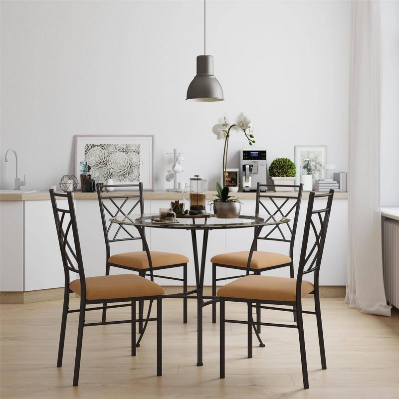 5pc Webb Glass Top Dining Set Bronze - Dorel Living