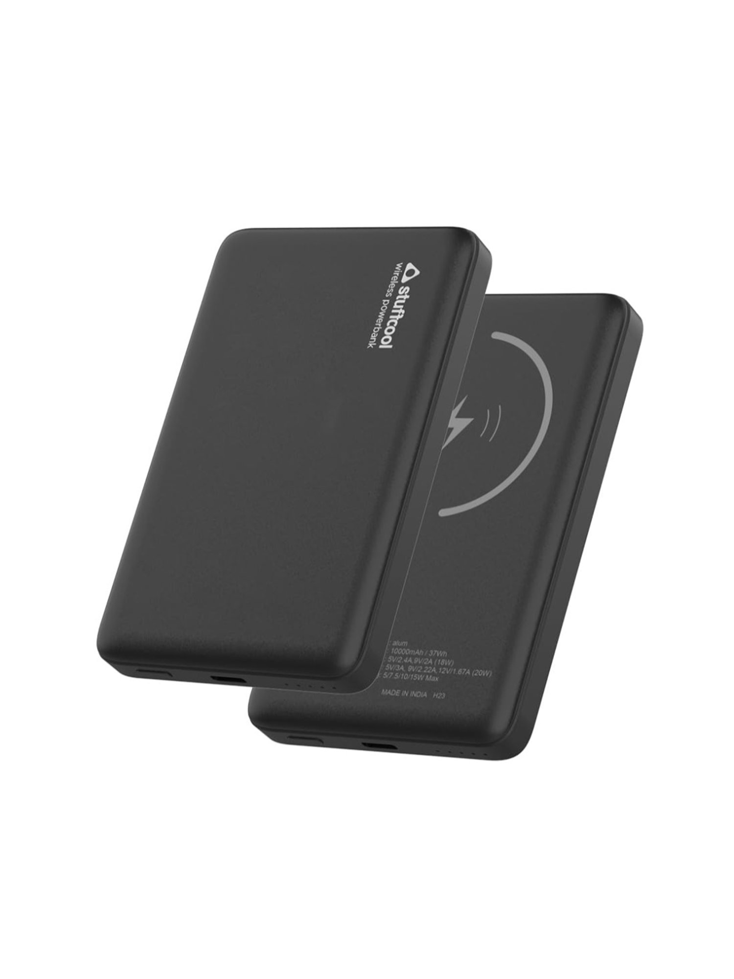 Stuffcool Alum 10000mAh Magnetic Wireless Powerbank for iPhone 12/13/14/15 Series (Black)
