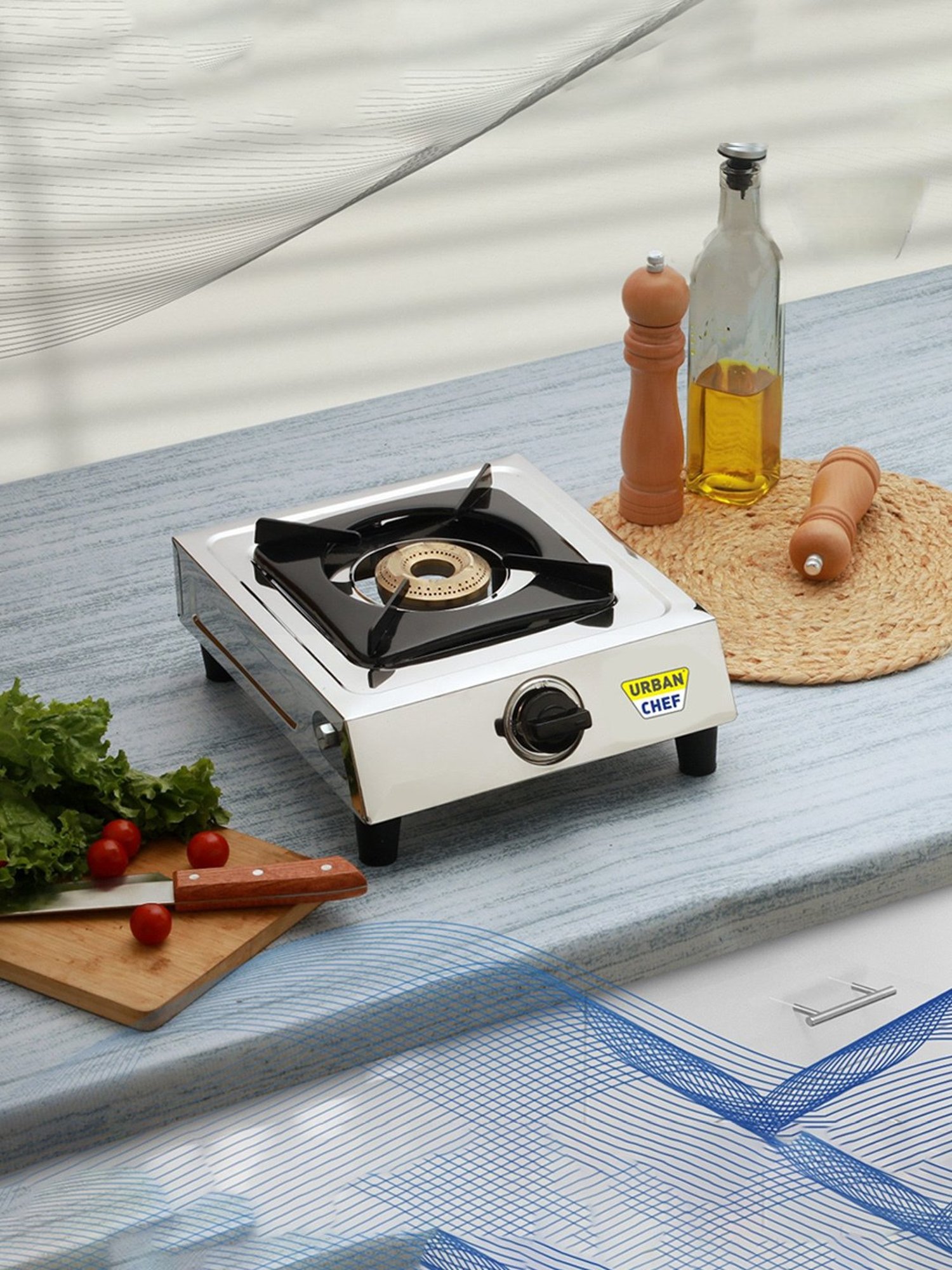 Urban Chef Gas Stove with Single Burner ( Silver/Black )