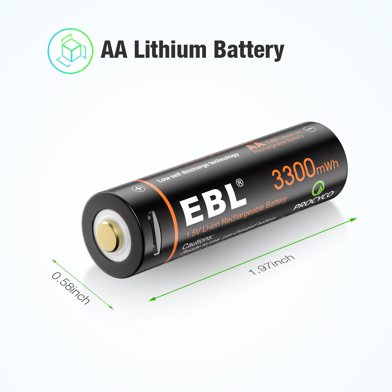EBL 4 Pcs 3300mWh AA 1.5v Lit-ion Rechargeable Batteries Double A Lithium Battery with 4 in 1 Micro USB Charging Cable