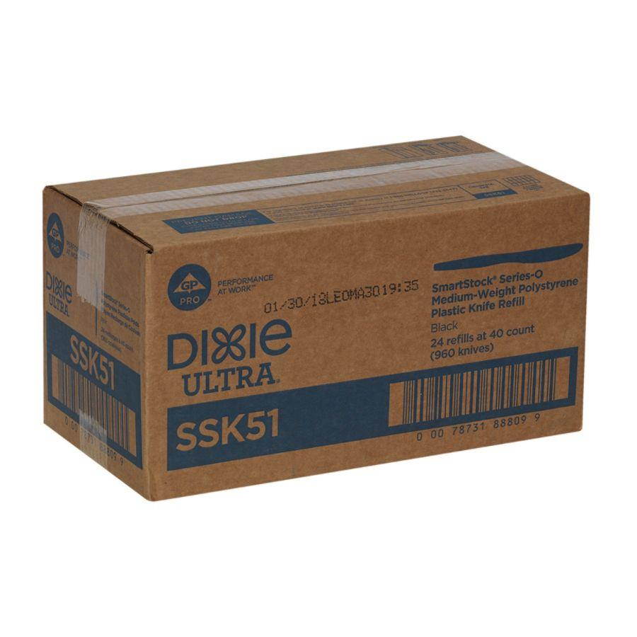Dixie SSK51 Black, 24 Packs of 40, 960/Carton SmartStock Plastic Cutlery Refill Knives