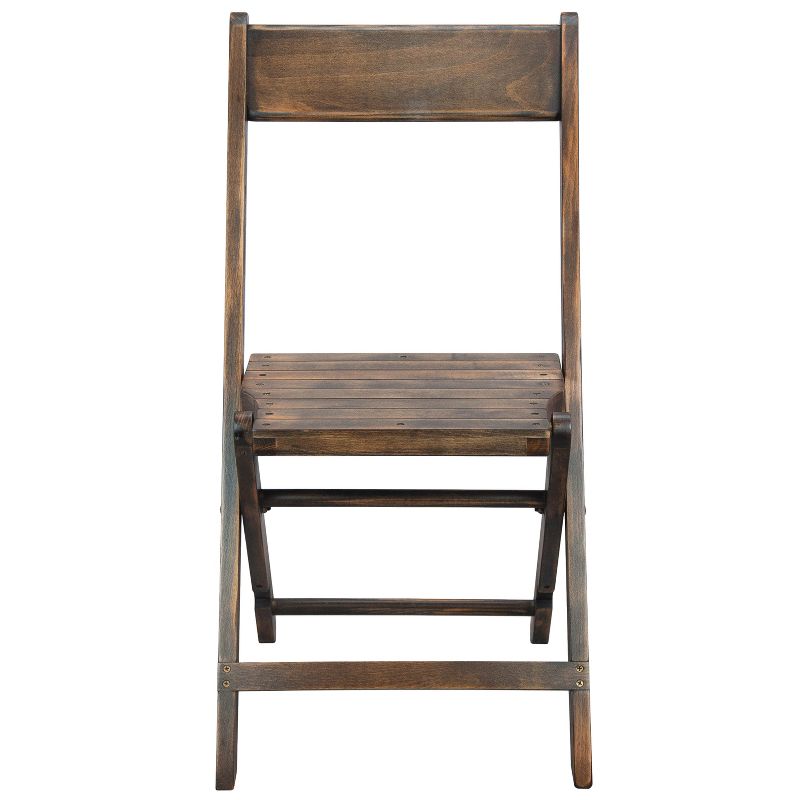Emma and Oliver Slatted Wood Folding Wedding Chair - Event Chair - Antique Black, Set of 4