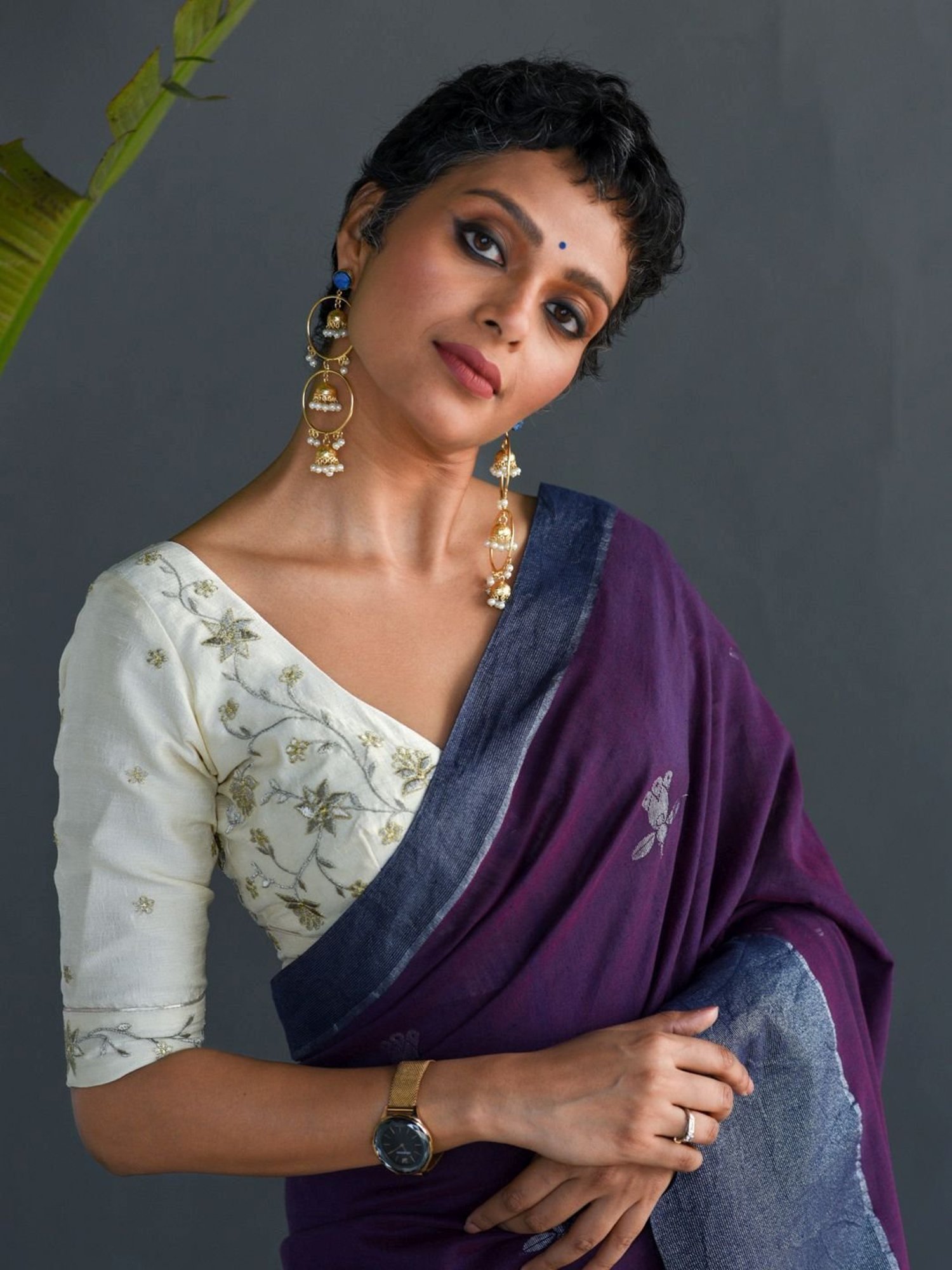 Suta Purple Cotton Woven Saree Without Blouse