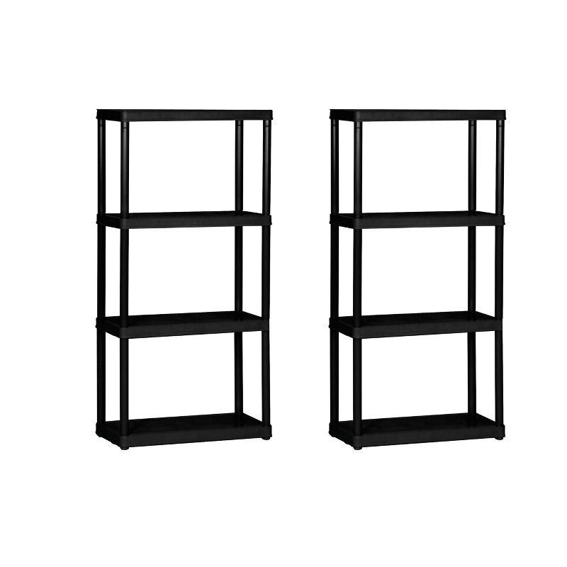 Gracious Living 4 Shelf Tier Light Duty Indoor and Garage Shelf, Black (2 Pack)