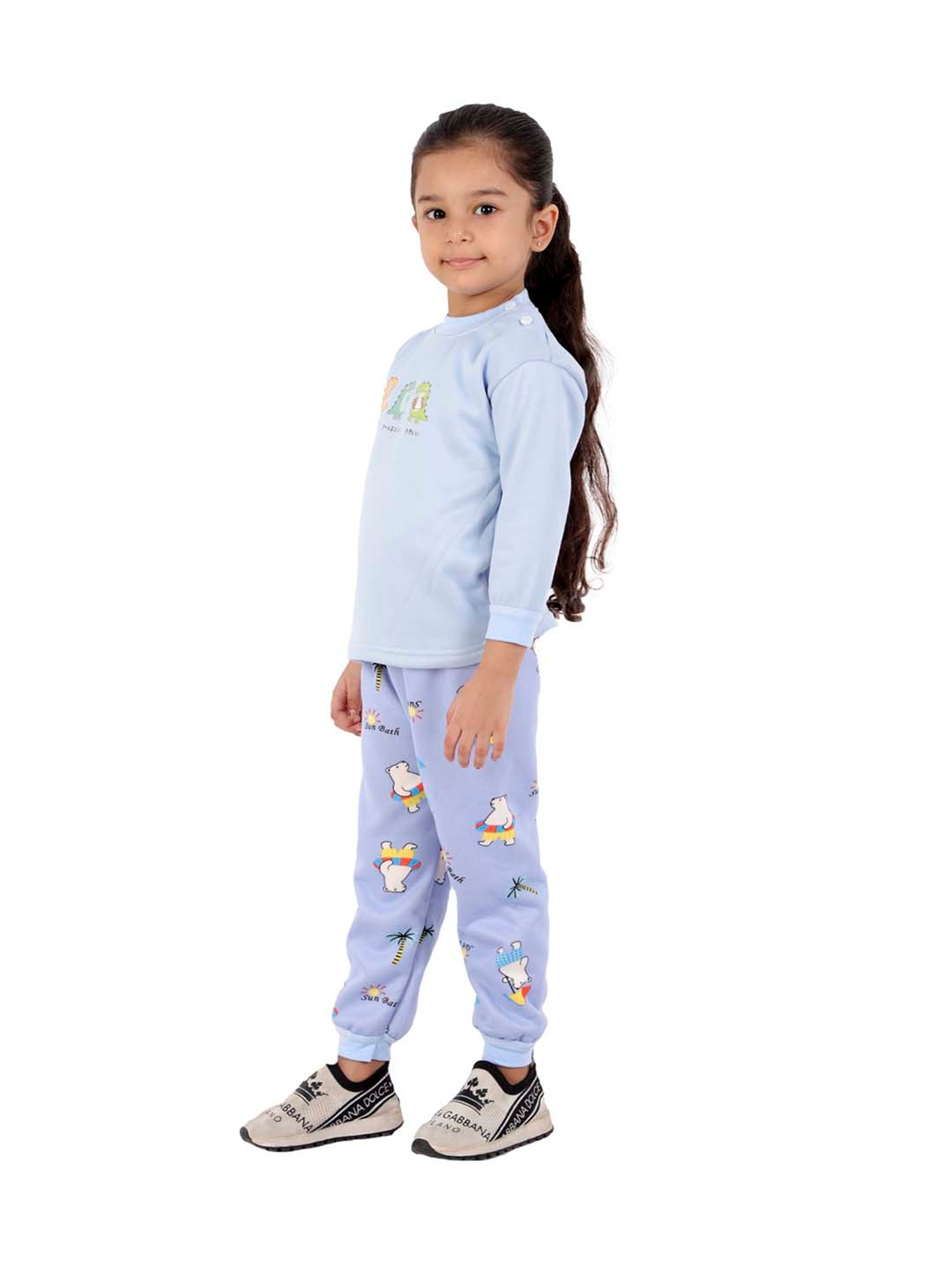 Ahhaaaa Kids Blue Printed Sweatshirt with Joggers