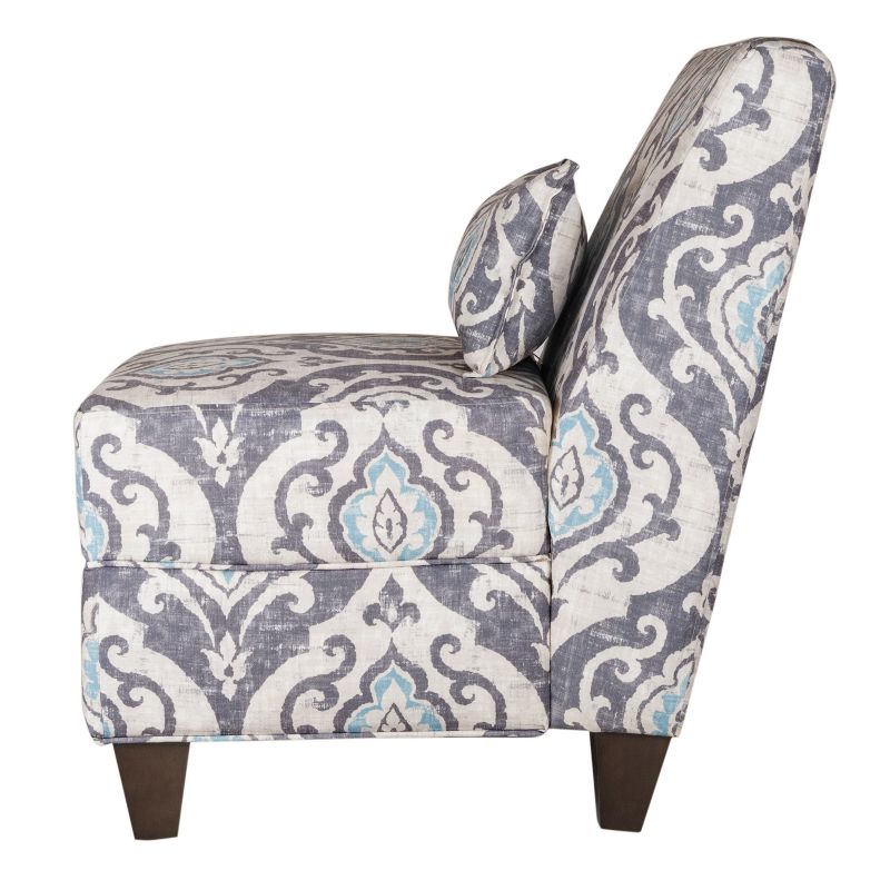 Blue Slate Collection Accent Chair Gray/Light/Large Damask - HomePop