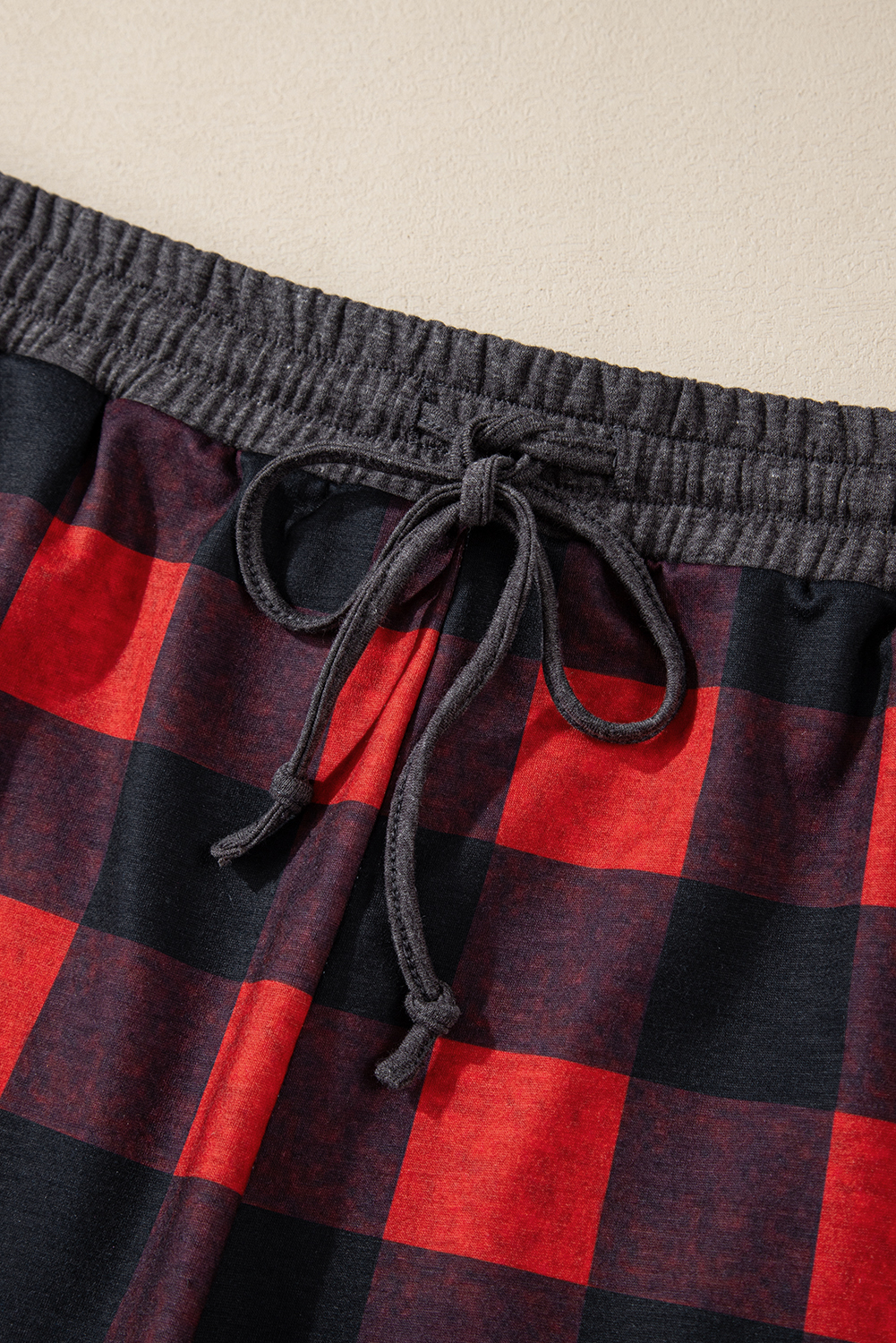 Rose Red Solid Waffle Knit Plus Size Two Piece Shorts Set