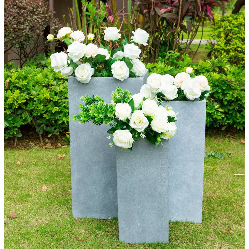Set of 3 Kante Lightweight Outdoor Tapered Rectangular Concrete Planters Slate Gray - Rosemead Home & Garden, Inc.