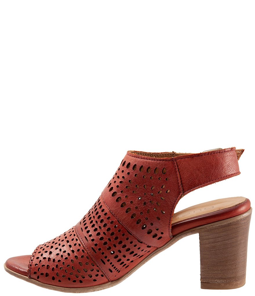 Bueno Upton Perforated Leather Block Heel Sling Sandals