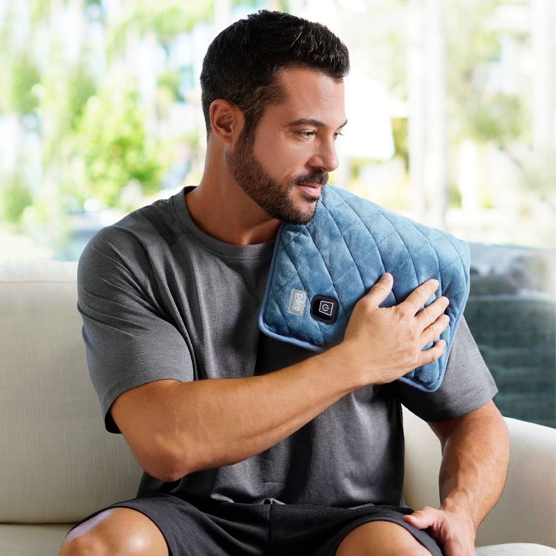 Pure Enrichment WeightedWarmth 2-in-1 Weighted Body Pad with Warmer - 2lbs - 20" x 12" - Blue