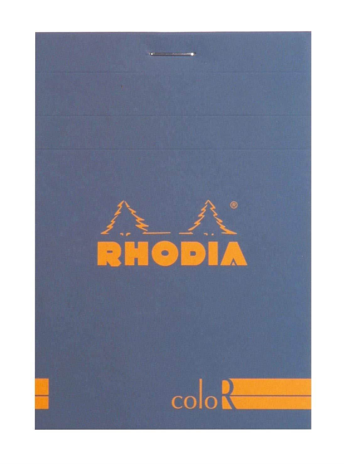 Rhodia 85 x 120 mm Color Head Stapled Pad, No12, Lined - Sapphire Blue