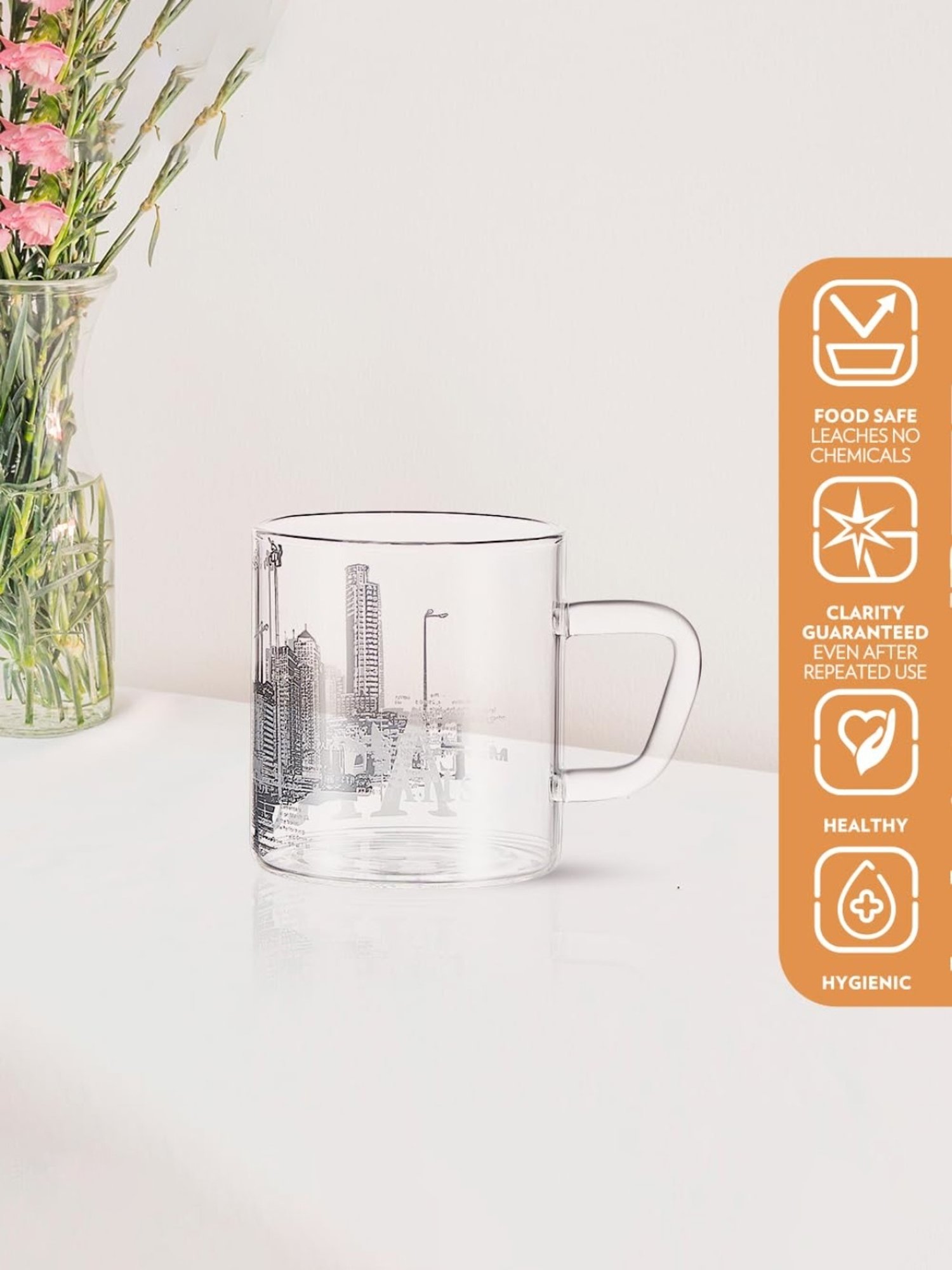 Borosil&iquest;Classic  Glass Mug Set of 6 Pcs, 210 ml (Transparent)