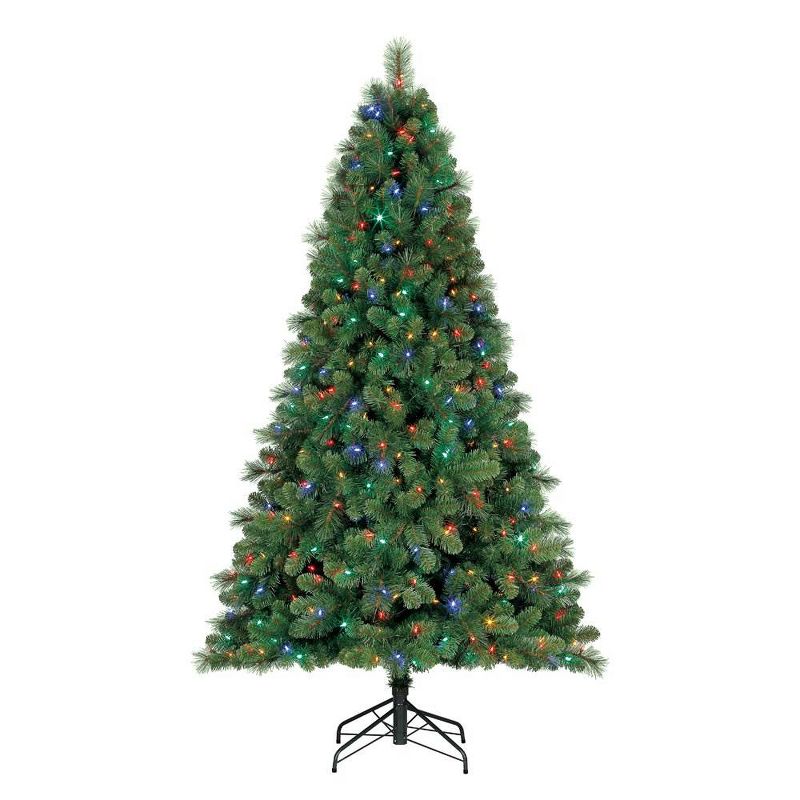 Home Heritage 7 Ft. Artificial Cascade Pine Christmas Tree with Changing Lights