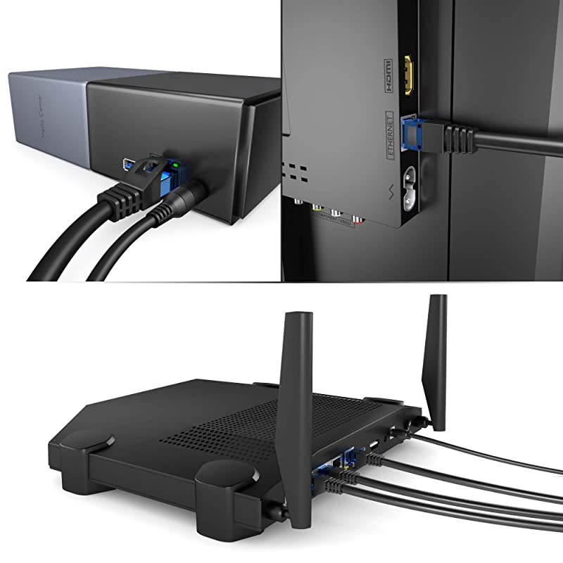 Ethernet Network Lan Patch Cable 1 foot x5 transfers a maximum internet speed of 1GB is compatible with Gigabit networks Switches Routers Modems with RJ45 port in blue