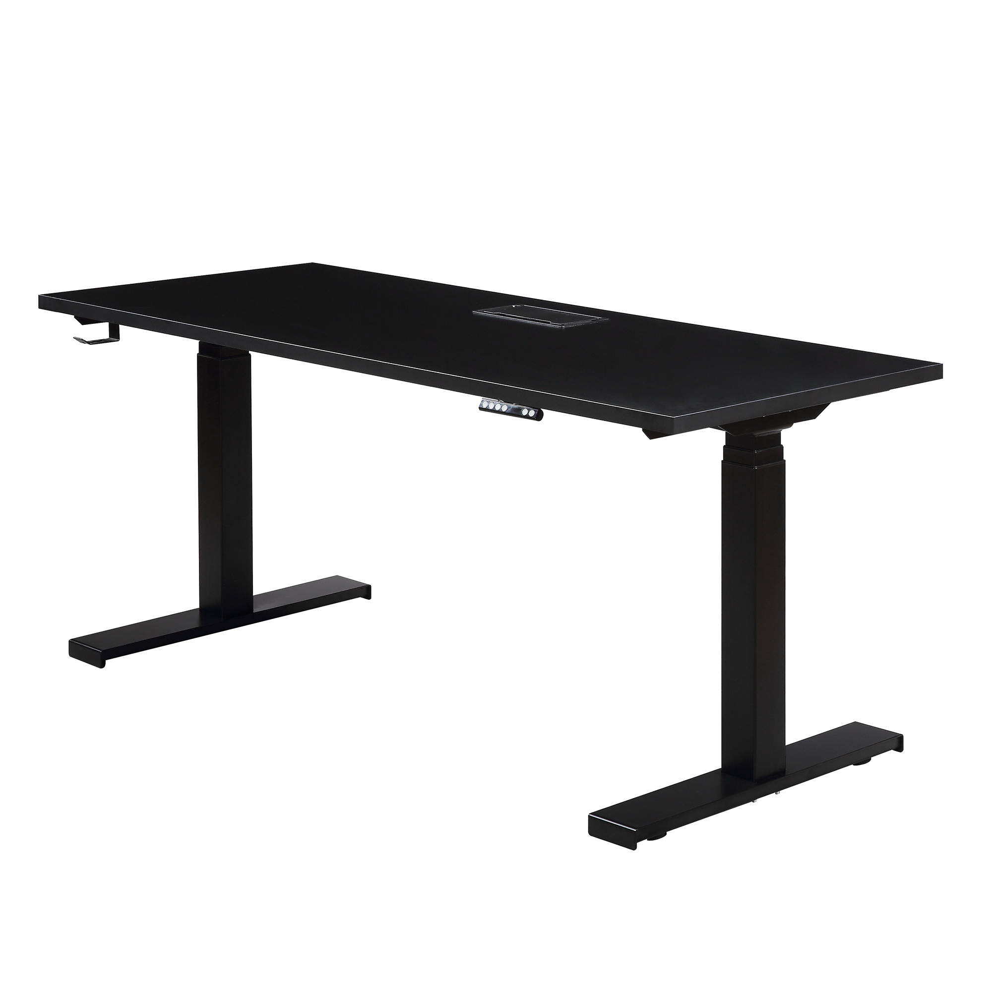 59" Home Office Height Adjustable Electric Standing Desk Modern Design Computer Table for Healthy Working Black