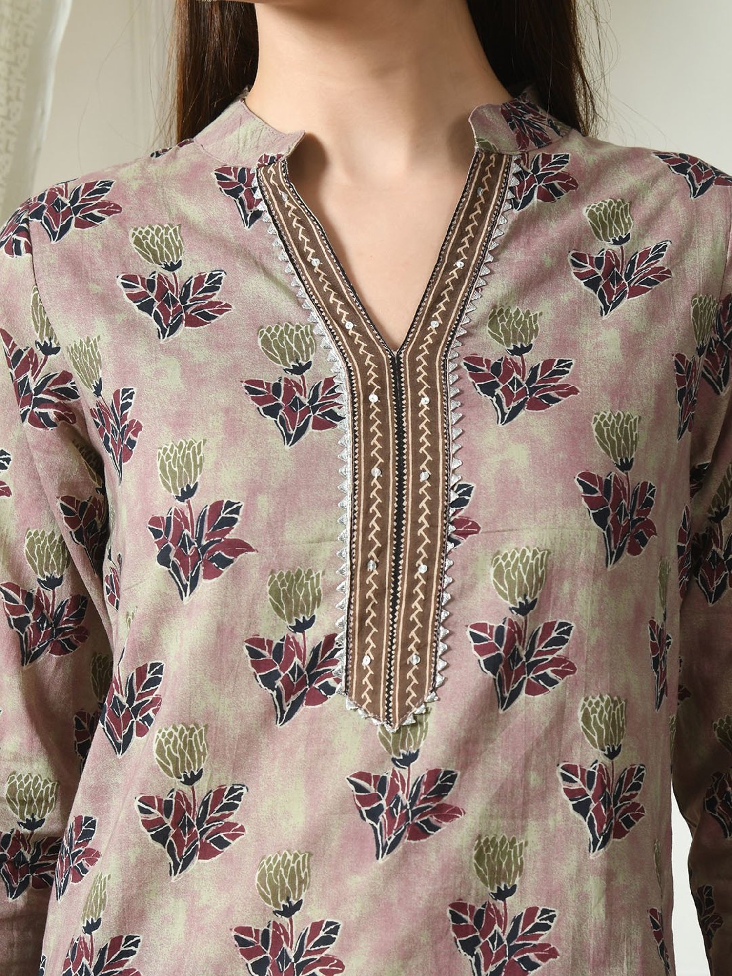 DECKEDUP Multicolor Cotton Floral Print Tunic