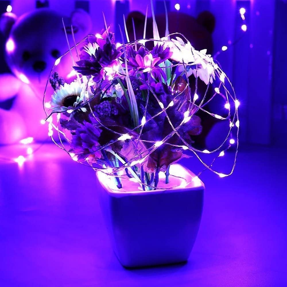ER CHEN 99ft Led String Lights, 300 Led Fairy Starry Lights on 30M Silvery Copper Wire String Lights for Christmas (Purple)