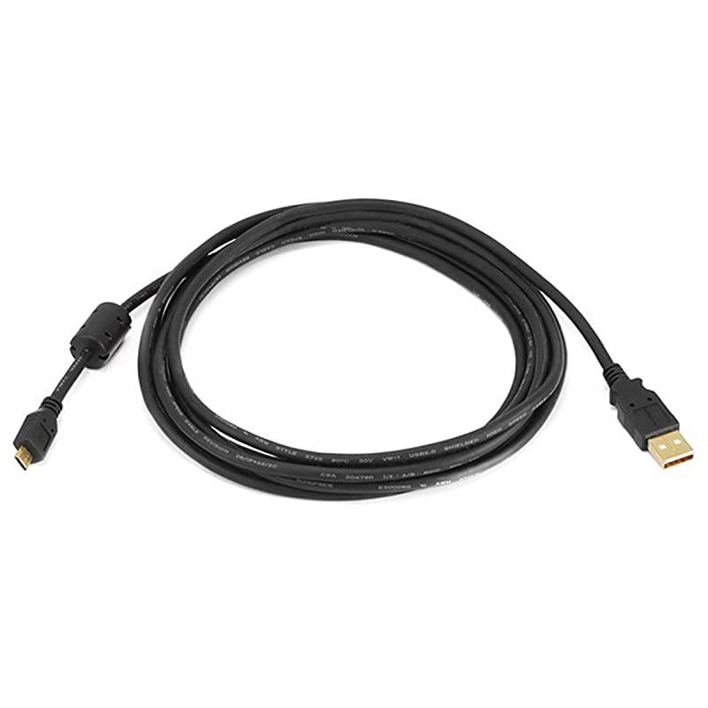10Feet USB 20 A Male to Micro 5pin Male 2824AWG Cable with Ferrite Core Gold Plated 105459Black
