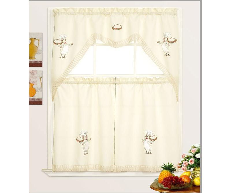 Ramallah Trading Chef Jubilee Kitchen Curtain Set - 60 x 36, Off white