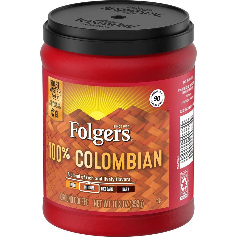 Folgers 100% Colombian Medium Dark Roast Ground Coffee - 10.3oz