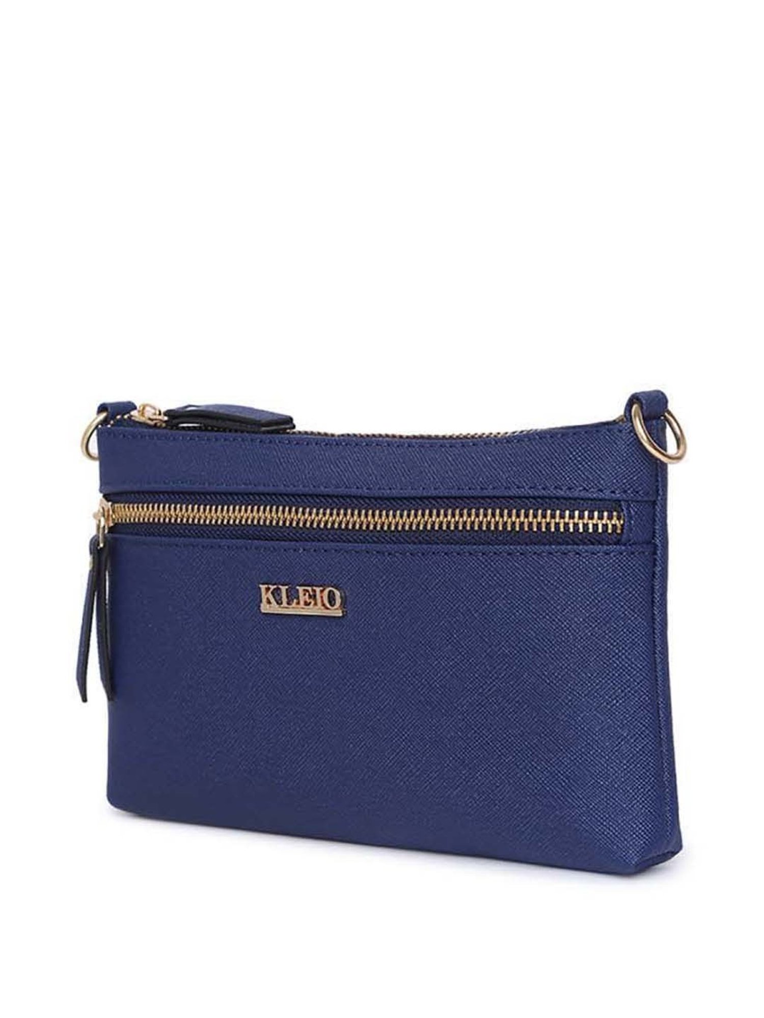 KLEIO Royal Blue Solid Medium Shoulder Handbag