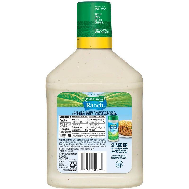 Hidden Valley Original Ranch Light Salad Dressing & Topping, Gluten Free, keto-friendly - 36fl oz