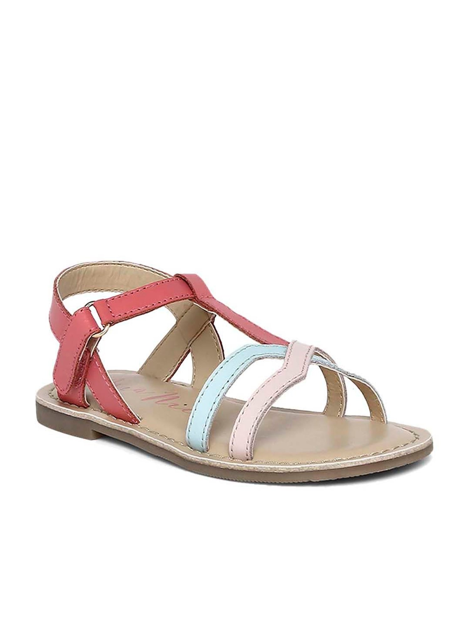 Aria Nica Kid's Play Date Pink & Blue Cross Strap Sandals