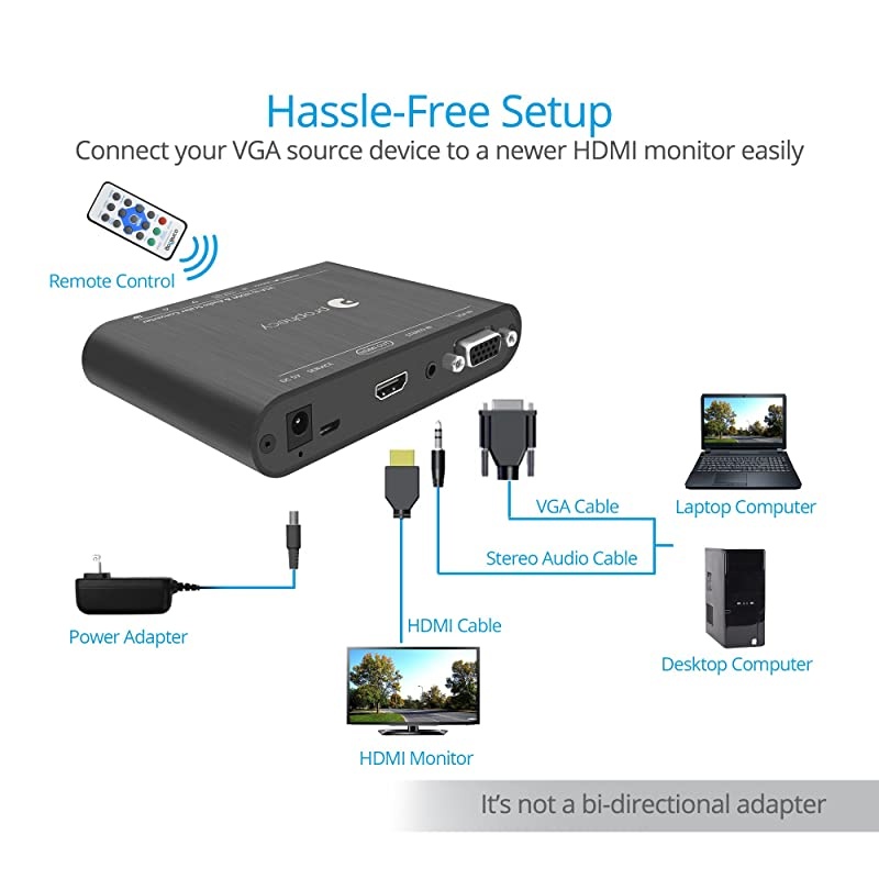 Prophecy VGA to HDMI Scaler Frame Converter and Adapter Deinterlace with Audio 1080p 1920x1200 Advanced Scaling Firmware Upgradeable PROScalerV2HD