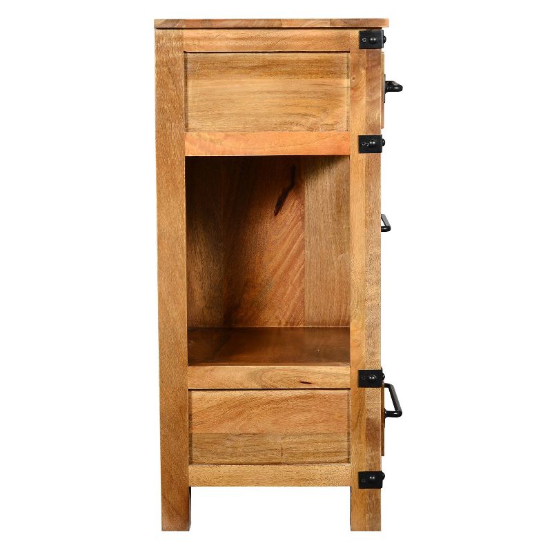 Wooden Cabinet with 2 Spacious Drawers and 2 Open Shelves Brown/Black - The Urban Port