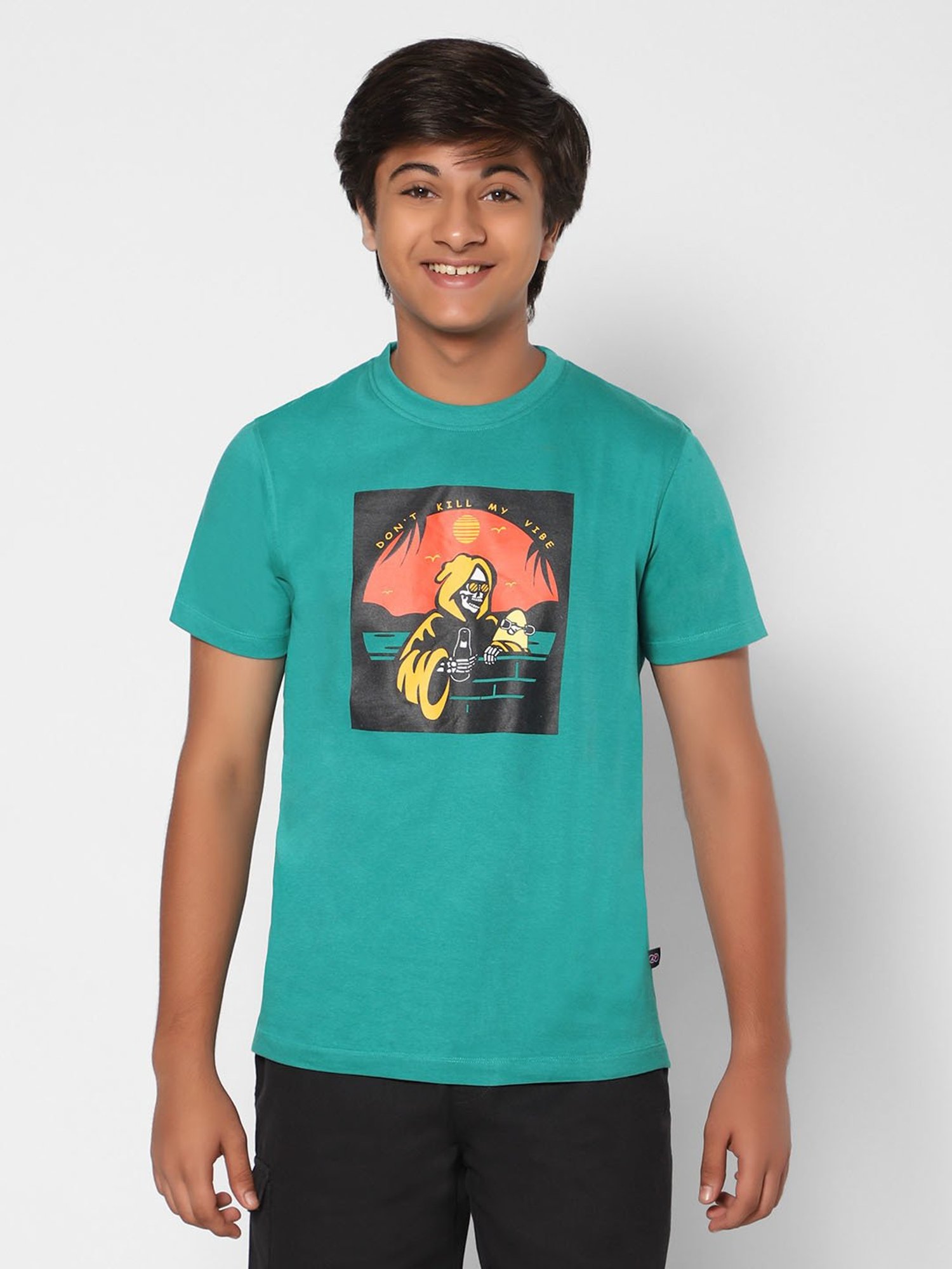 TeenTrums Boys Blue Printed T-Shirt