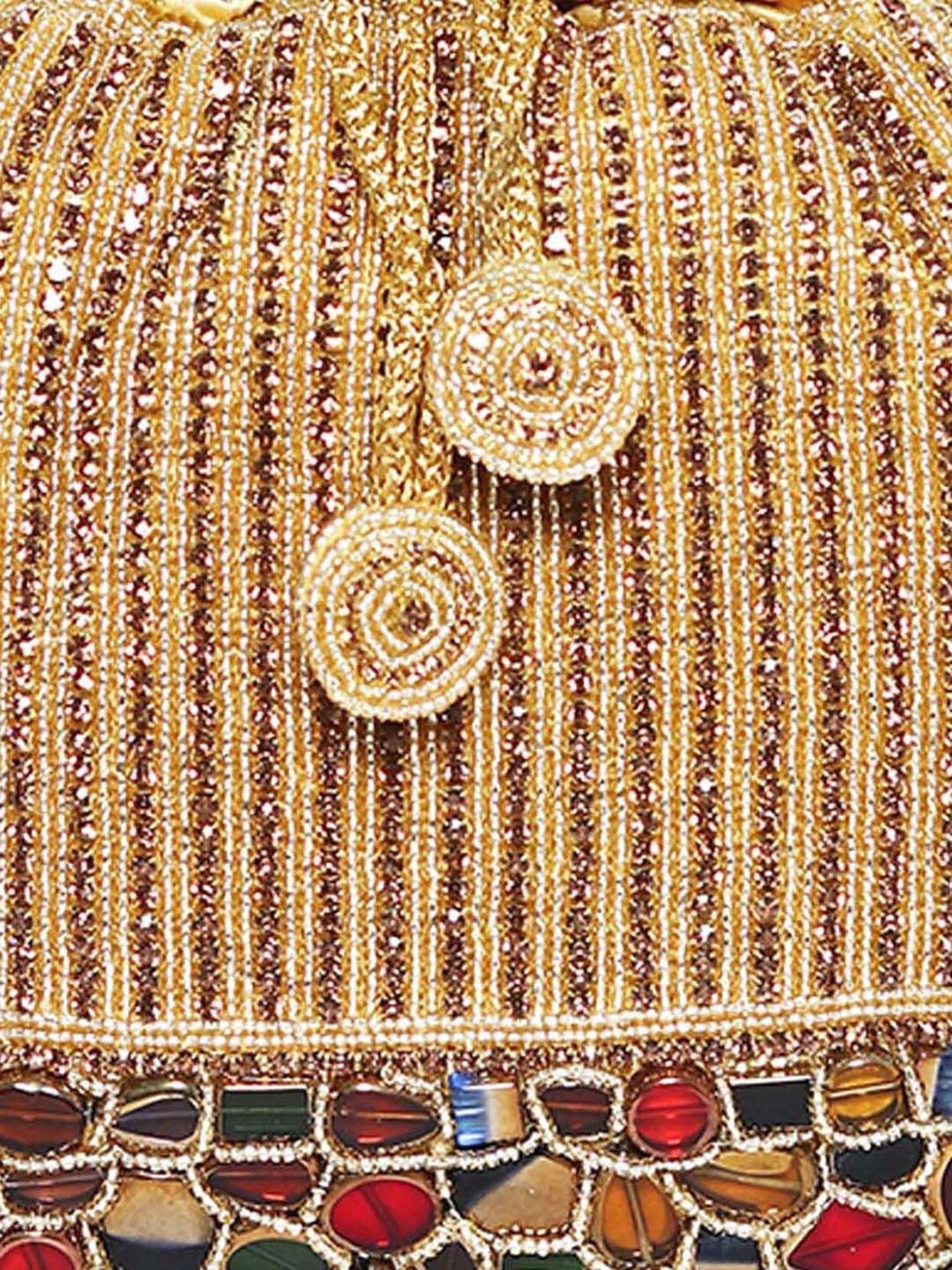 NR by Nidhi Rathi Golden Fabric Potli