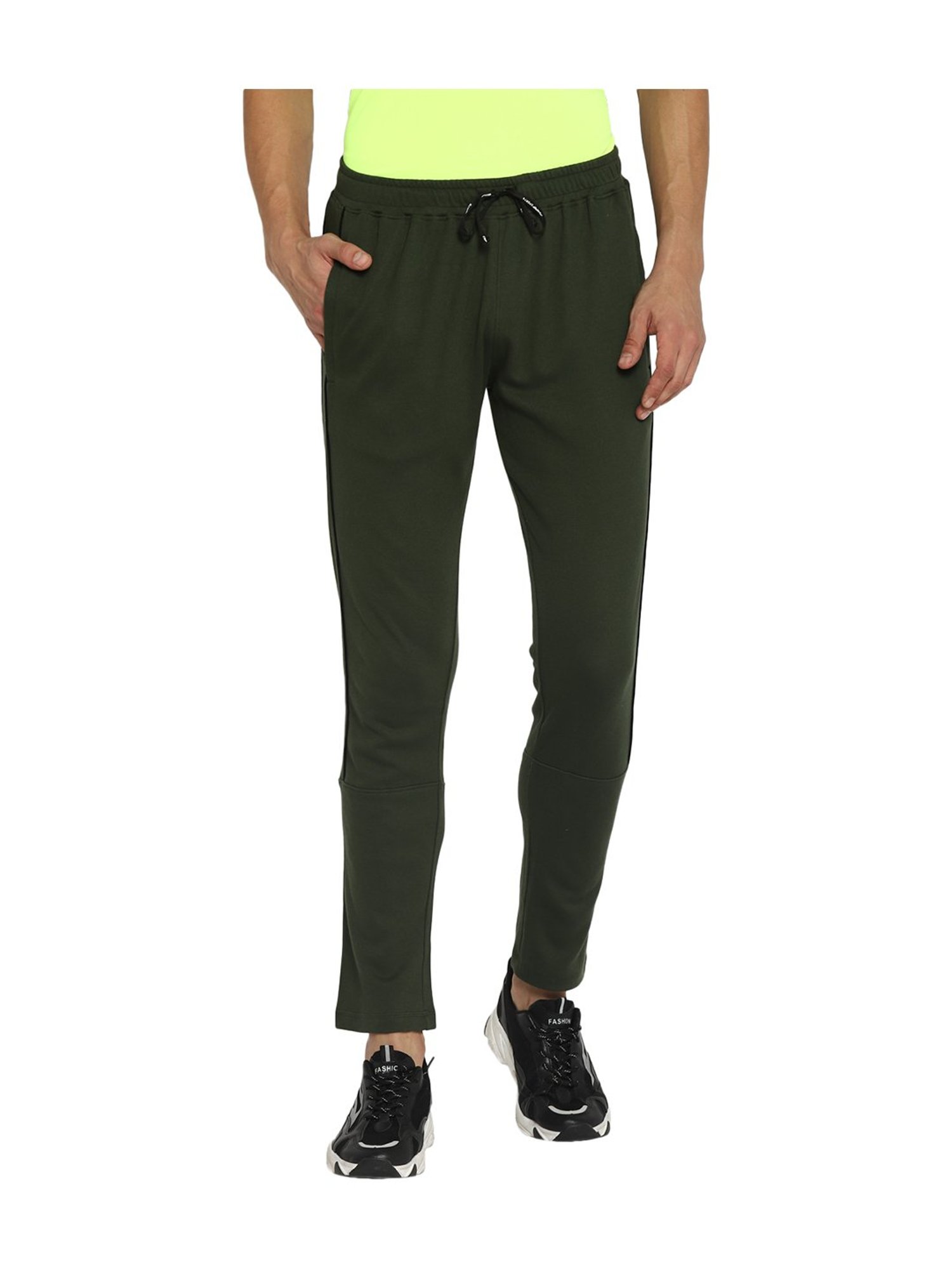 Furo by Red Chief Olive Solid Cotton Track Pants