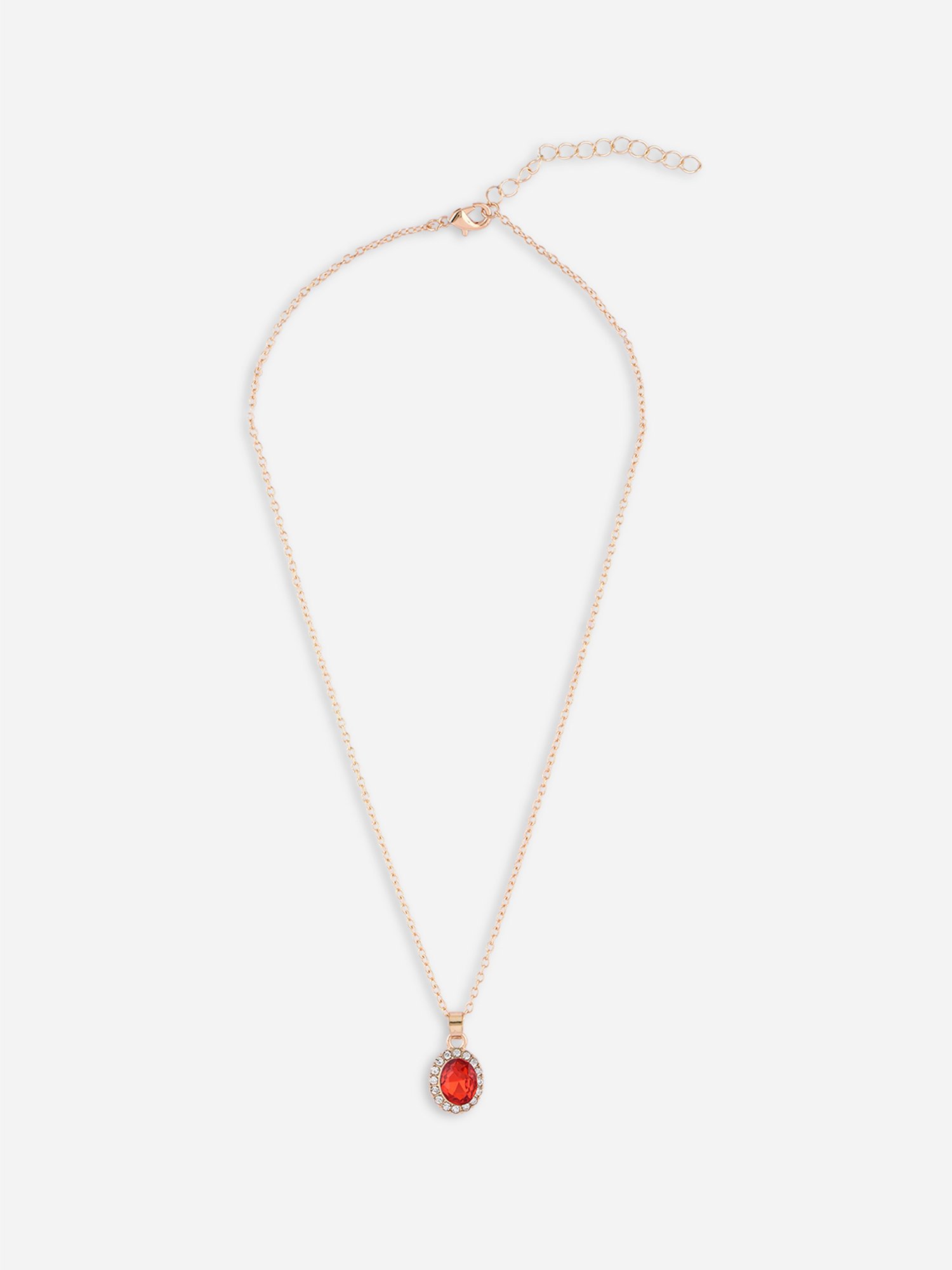 Toniq Red Gold-Plated Shape Cz Stone Casual Wear Charm Necklace for Women
