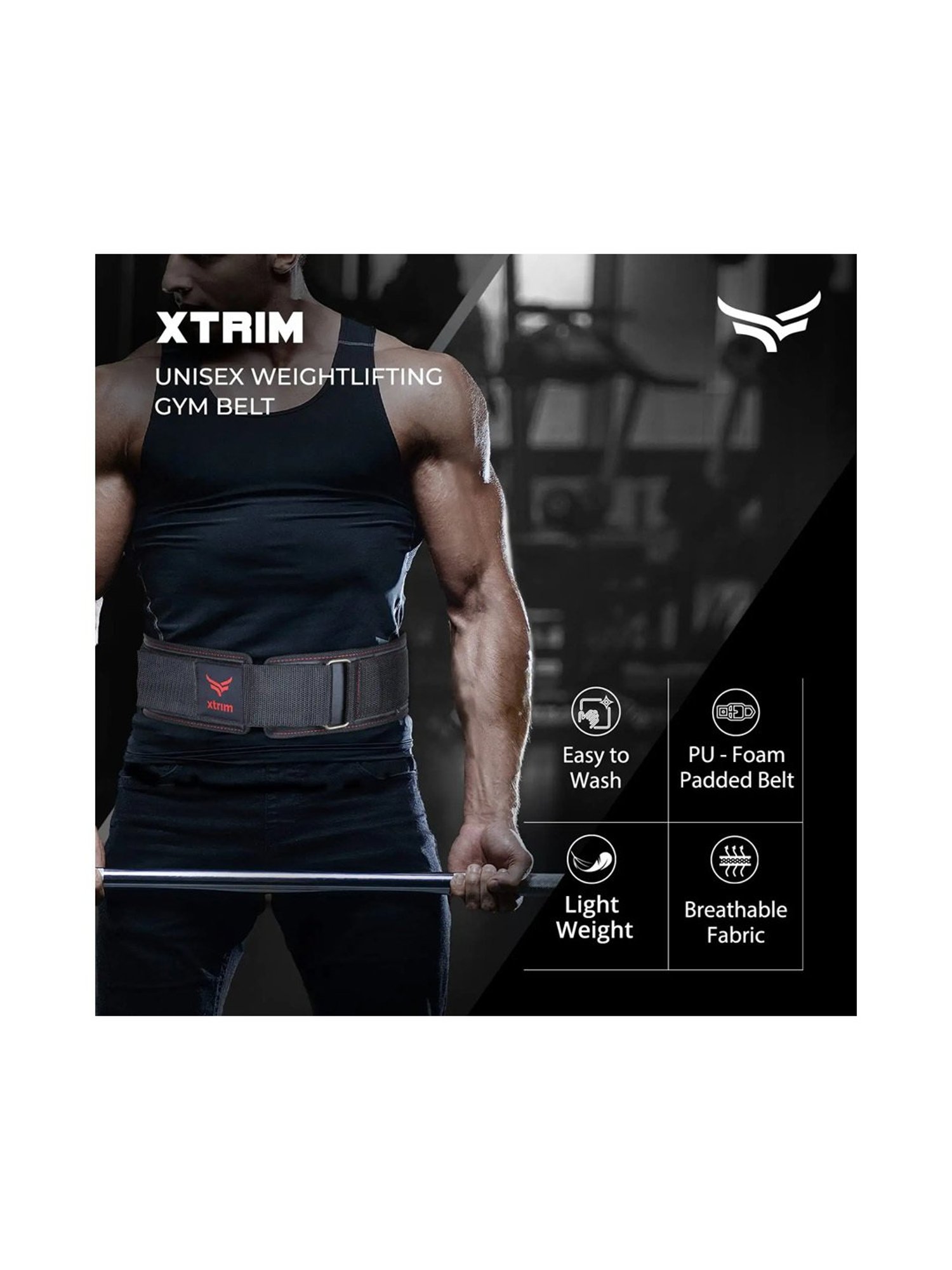 Xtrim 4 Inches Weight Lifting Belt (Black) Size - XL