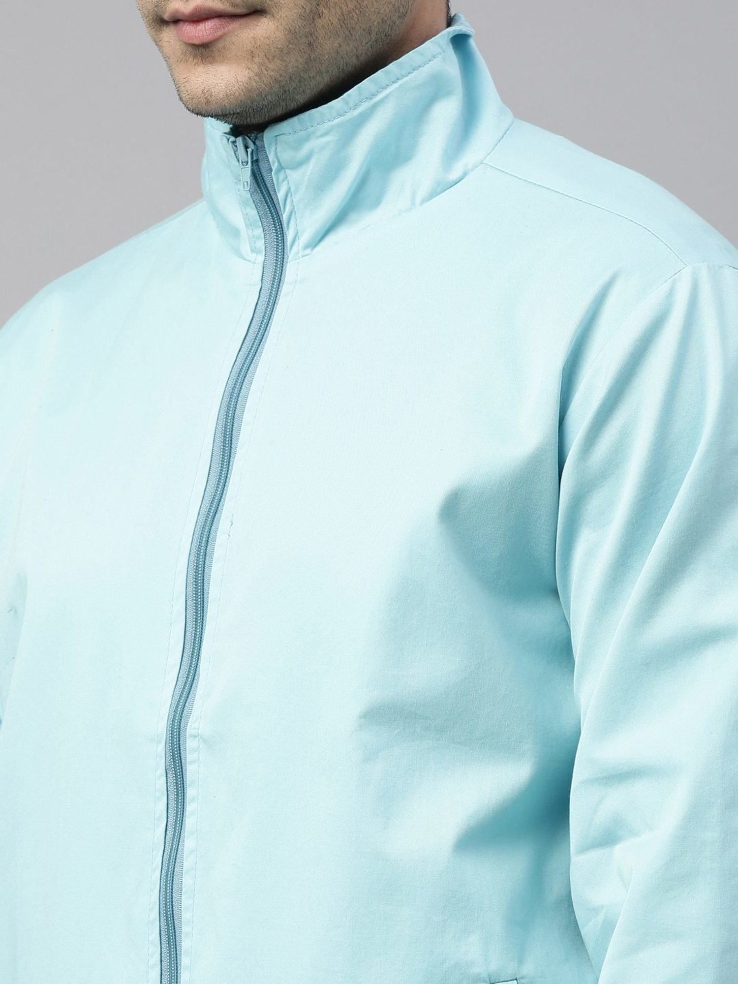 CINOCCI Blue Cotton Slim Fit Jacket