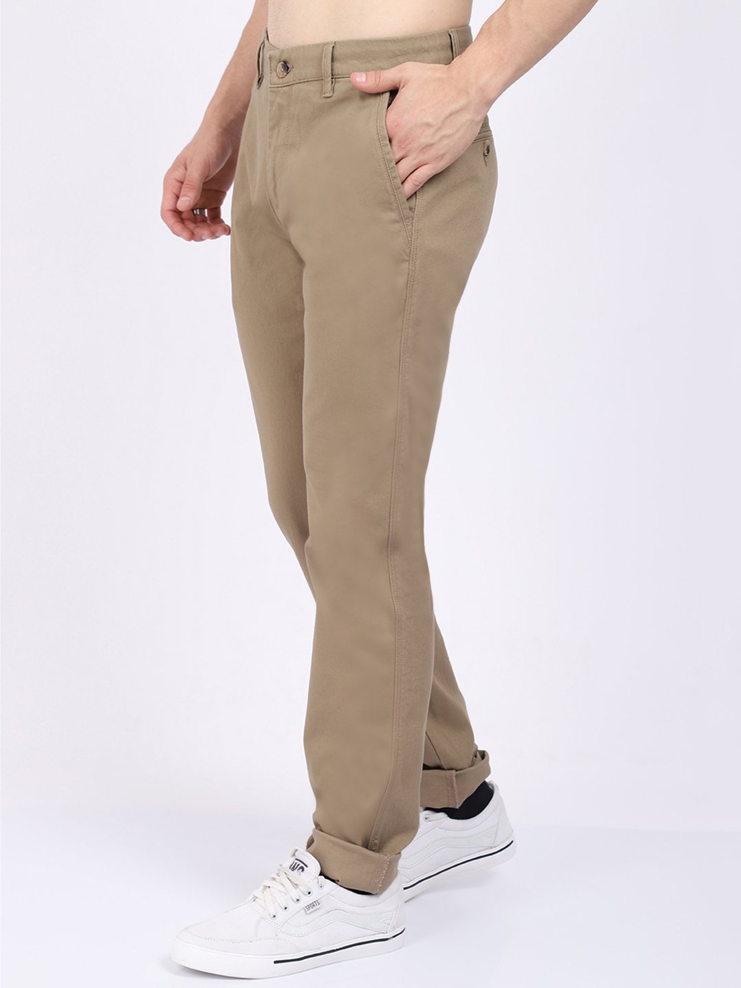 Cantabil Khaki Cotton Regular Fit Chinos